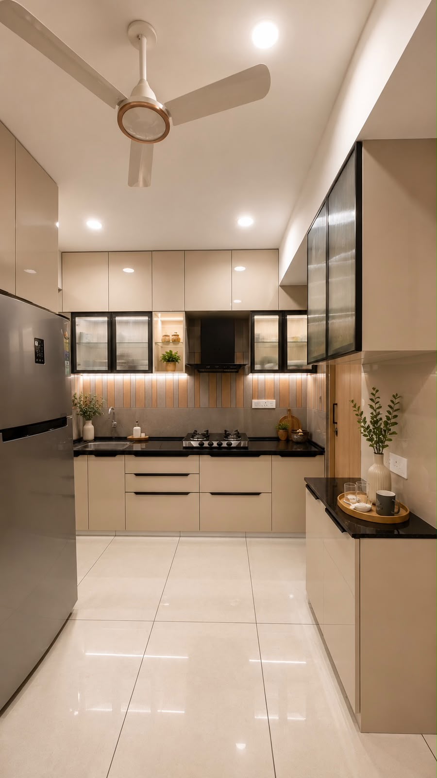 Full L-shaped kitchen at Sipani House