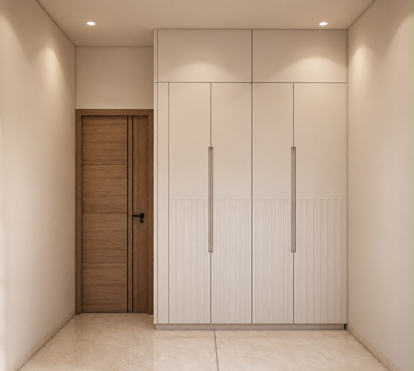 Flush white wardrobe doors at Bhati's Villa